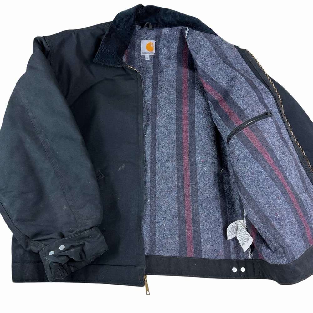 Carhartt Black Detroit Canvas Blanket Lined Jacket J001-BLK 14806 Men's XL USA